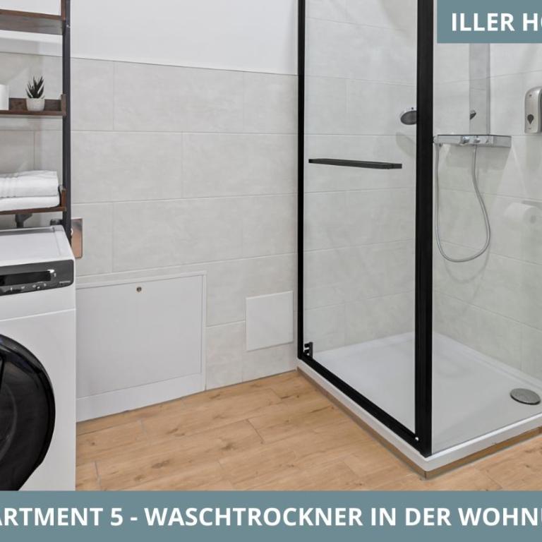 Illler Homes Memmingen Moderne Fewos für bis zu 7 Pers mit Küche & Parkplätzen, teilweise mit Terrasse - Apartment mit 1 Schlafzimmer und Terrasse - 3