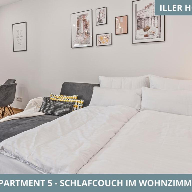 Illler Homes Memmingen Moderne Fewos für bis zu 7 Pers mit Küche & Parkplätzen, teilweise mit Terrasse - Apartment mit 1 Schlafzimmer und Terrasse - 9