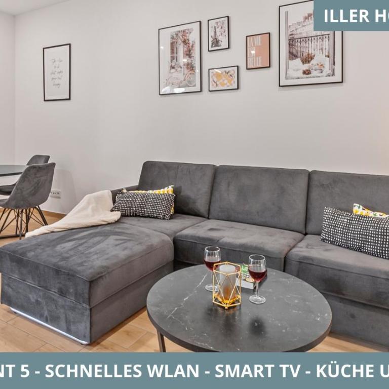Illler Homes Memmingen Moderne Fewos für bis zu 7 Pers mit Küche & Parkplätzen, teilweise mit Terrasse - Apartment mit 1 Schlafzimmer und Terrasse - 5