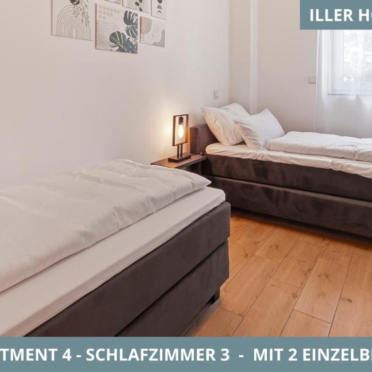 Illler Homes Memmingen Moderne Fewos für bis zu 7 Pers mit Küche & Parkplätzen, teilweise mit Terrasse - Apartment mit 3 Schlafzimmern und Balkon - 8