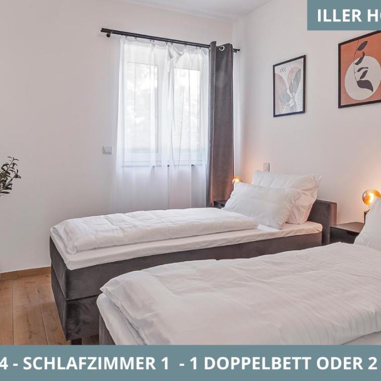 Illler Homes Memmingen Moderne Fewos für bis zu 7 Pers mit Küche & Parkplätzen, teilweise mit Terrasse - Apartment mit 3 Schlafzimmern und Balkon - 9