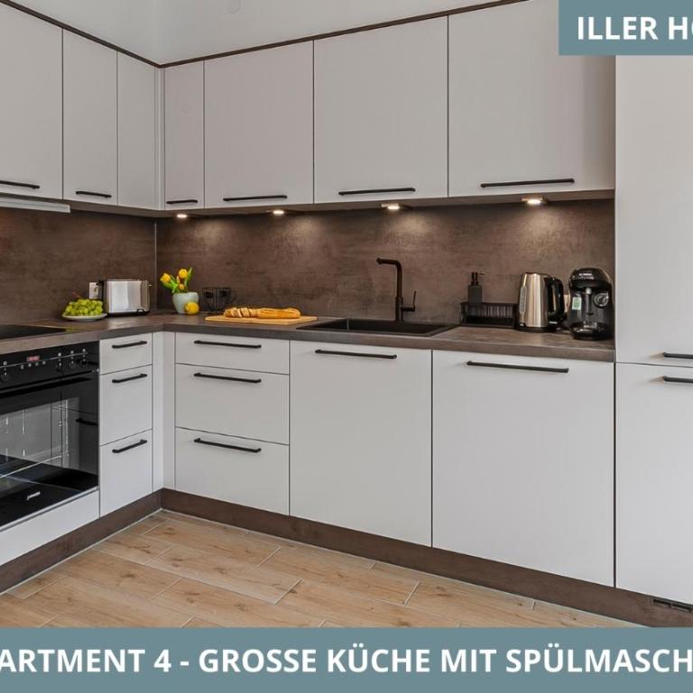 Illler Homes Memmingen Moderne Fewos für bis zu 7 Pers mit Küche & Parkplätzen, teilweise mit Terrasse - Apartment mit 3 Schlafzimmern und Balkon - 5