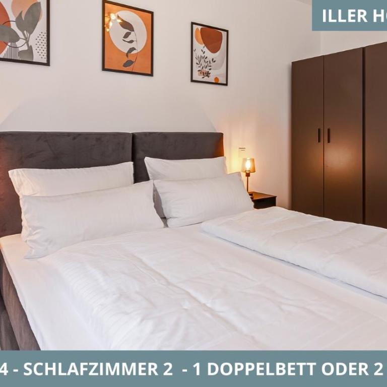 Illler Homes Memmingen Moderne Fewos für bis zu 7 Pers mit Küche & Parkplätzen, teilweise mit Terrasse - Apartment mit 3 Schlafzimmern und Balkon - 4