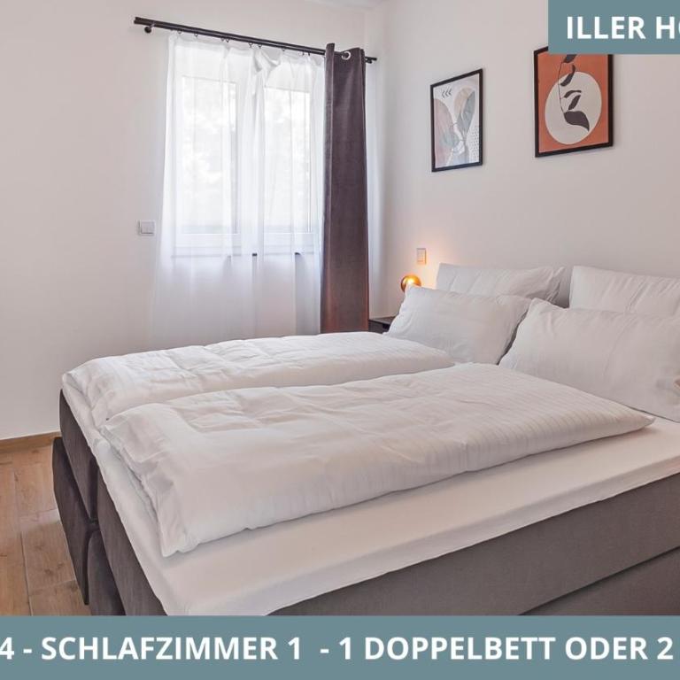Illler Homes Memmingen Moderne Fewos für bis zu 7 Pers mit Küche & Parkplätzen, teilweise mit Terrasse - Apartment mit 3 Schlafzimmern und Balkon - 3