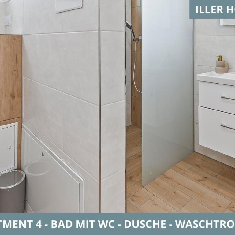 Illler Homes Memmingen Moderne Fewos für bis zu 7 Pers mit Küche & Parkplätzen, teilweise mit Terrasse - Apartment mit 3 Schlafzimmern und Balkon - 11
