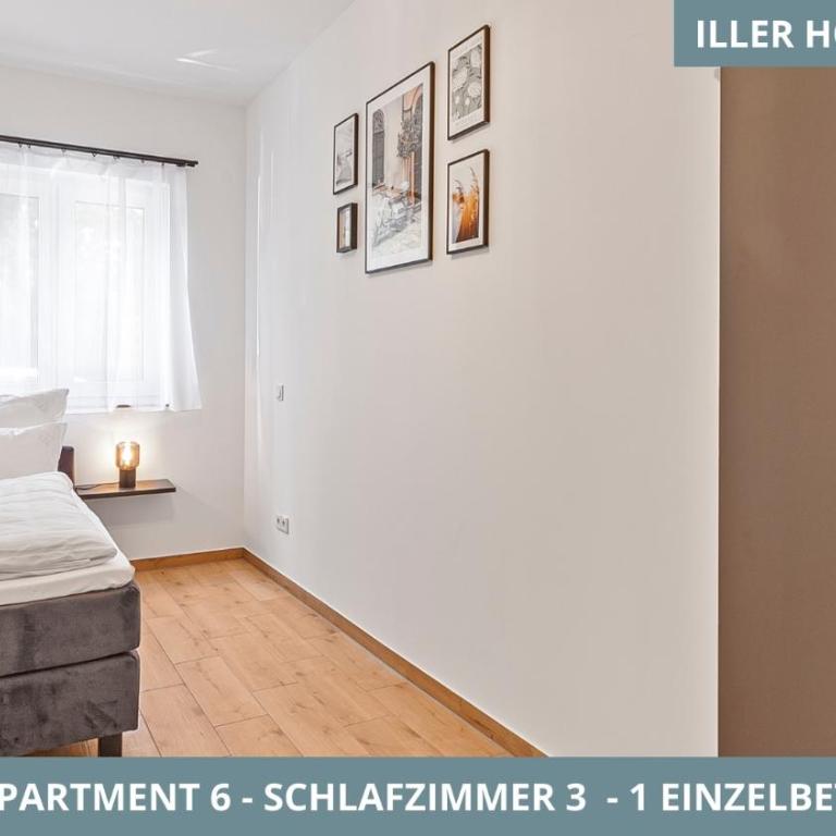 Illler Homes Memmingen Moderne Fewos für bis zu 7 Pers mit Küche & Parkplätzen, teilweise mit Terrasse - Apartment mit 3 Schlafzimmern und Balkon - 18