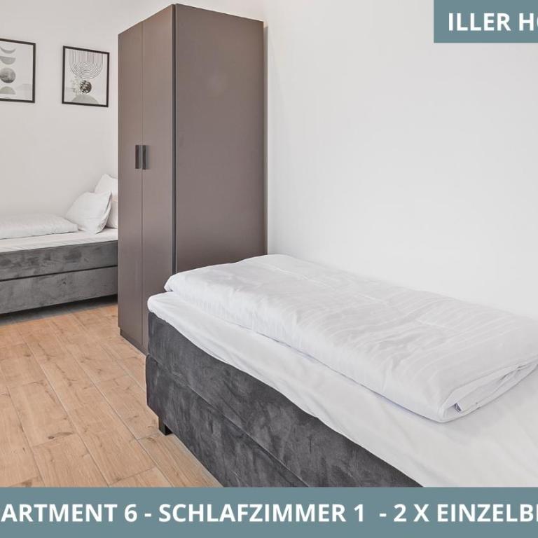 Illler Homes Memmingen Moderne Fewos für bis zu 7 Pers mit Küche & Parkplätzen, teilweise mit Terrasse - Apartment mit 3 Schlafzimmern und Balkon - 17