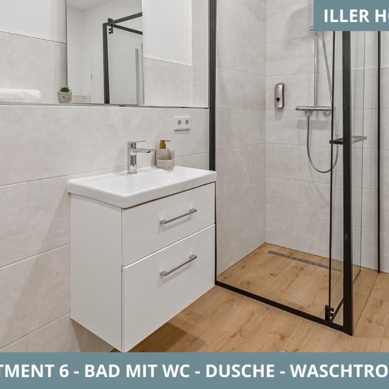Illler Homes Memmingen Moderne Fewos für bis zu 7 Pers mit Küche & Parkplätzen, teilweise mit Terrasse - Apartment mit 3 Schlafzimmern und Balkon - 4
