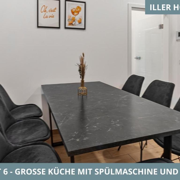 Illler Homes Memmingen Moderne Fewos für bis zu 7 Pers mit Küche & Parkplätzen, teilweise mit Terrasse - Apartment mit 3 Schlafzimmern und Balkon - 3