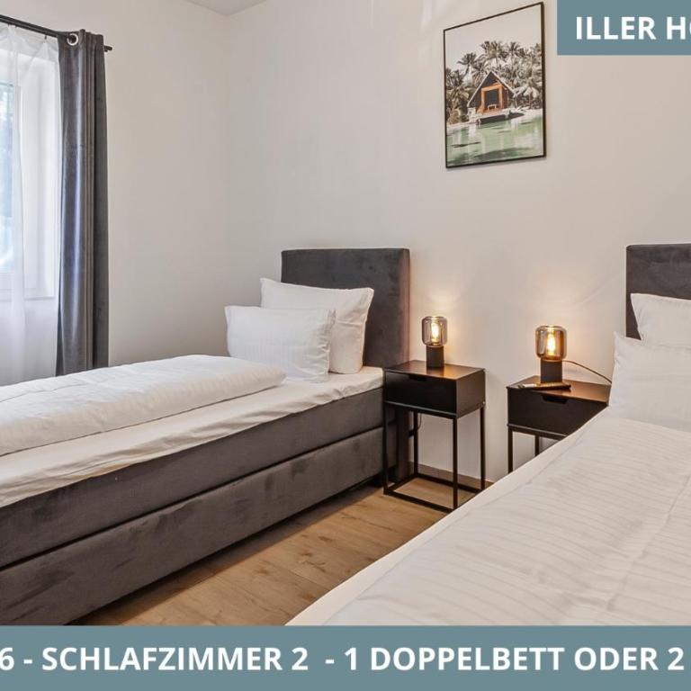 Illler Homes Memmingen Moderne Fewos für bis zu 7 Pers mit Küche & Parkplätzen, teilweise mit Terrasse - Apartment mit 3 Schlafzimmern und Balkon - 10