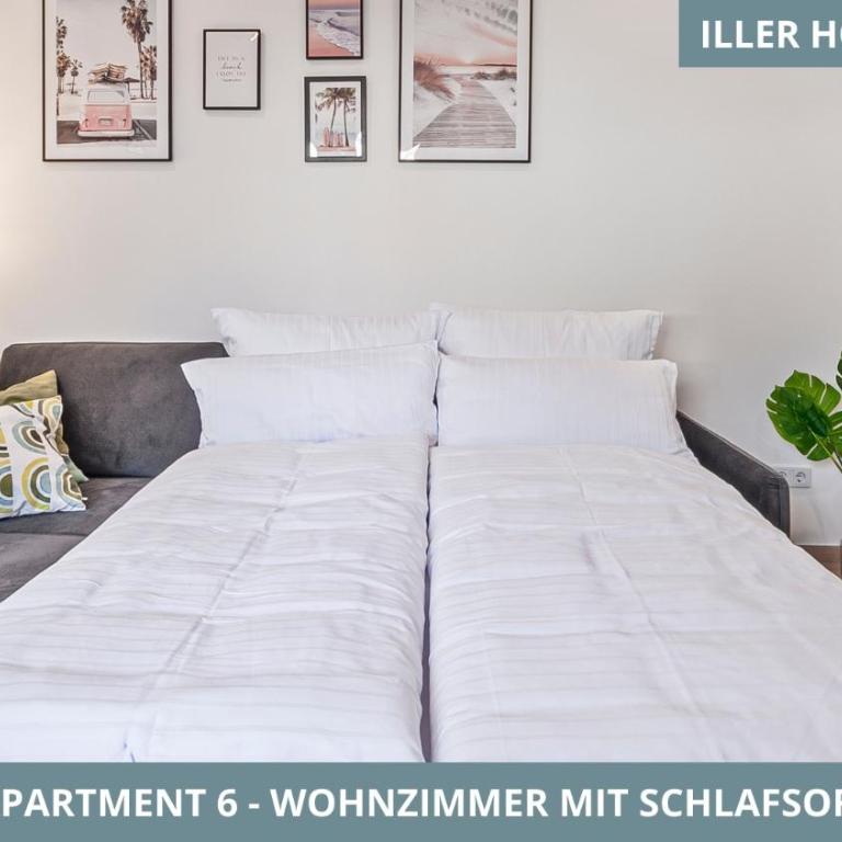 Illler Homes Memmingen Moderne Fewos für bis zu 7 Pers mit Küche & Parkplätzen, teilweise mit Terrasse - Apartment mit 3 Schlafzimmern und Balkon - 6