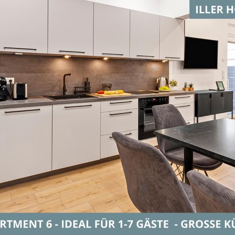 Illler Homes Memmingen Moderne Fewos für bis zu 7 Pers mit Küche & Parkplätzen, teilweise mit Terrasse - Apartment mit 3 Schlafzimmern und Balkon - 11