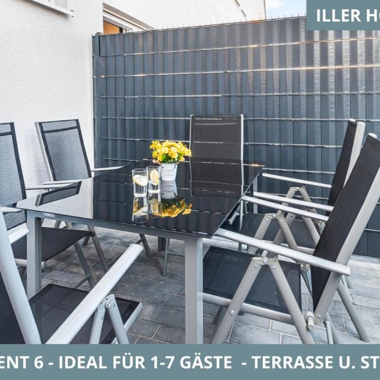 Illler Homes Memmingen Moderne Fewos für bis zu 7 Pers mit Küche & Parkplätzen, teilweise mit Terrasse - Apartment mit 3 Schlafzimmern und Balkon - 16