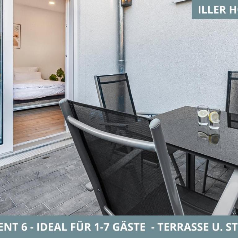 Illler Homes Memmingen Moderne Fewos für bis zu 7 Pers mit Küche & Parkplätzen, teilweise mit Terrasse - Apartment mit 3 Schlafzimmern und Balkon - 19