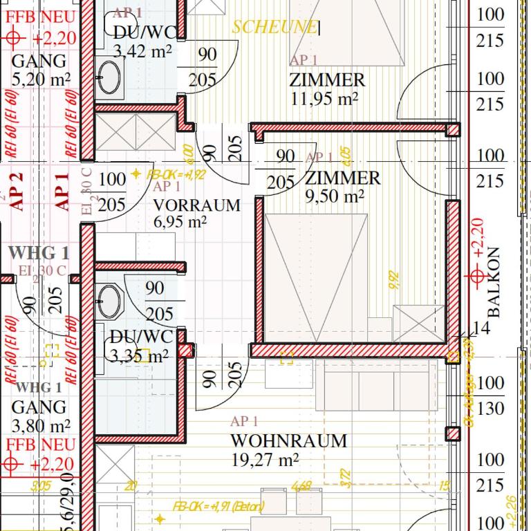 Appartements Ehrensberger - Apartment mit 2 Schlafzimmern und Dusche - 9