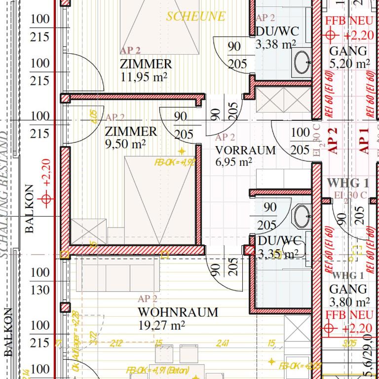Appartements Ehrensberger - Apartment mit 2 Schlafzimmern und Dusche - 11
