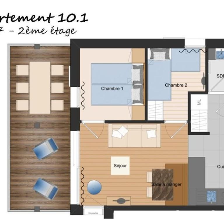 Résidence les Armaillis avec SPA - 4 étoiles - 6 personnes - ASAI210-10-1 - Appartement 2 Chambres avec Vue sur la Montagne - 8