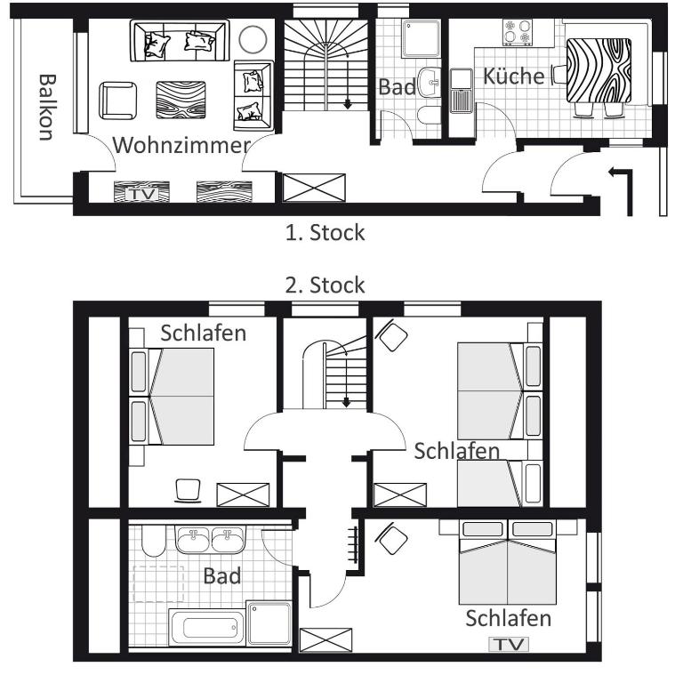 Gschwenderhaus Ferienwohnungen - Apartment mit 3 Schlafzimmern und Balkon - 10