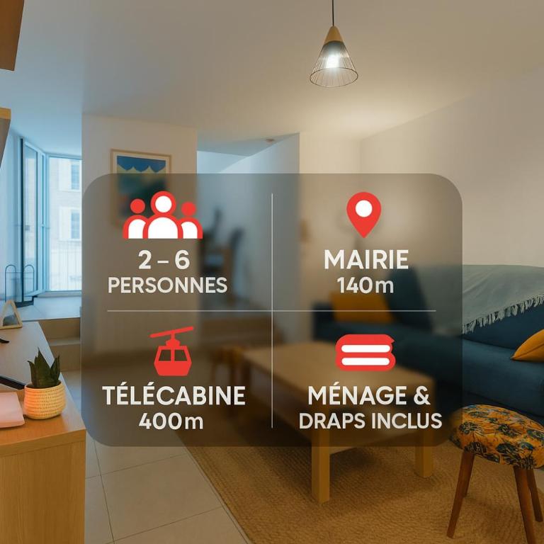 Appartement cosy hypercentre 400m de la télécabine 4-6 personnes - draps et ménage inclus - Appartement 2 Chambres - 1