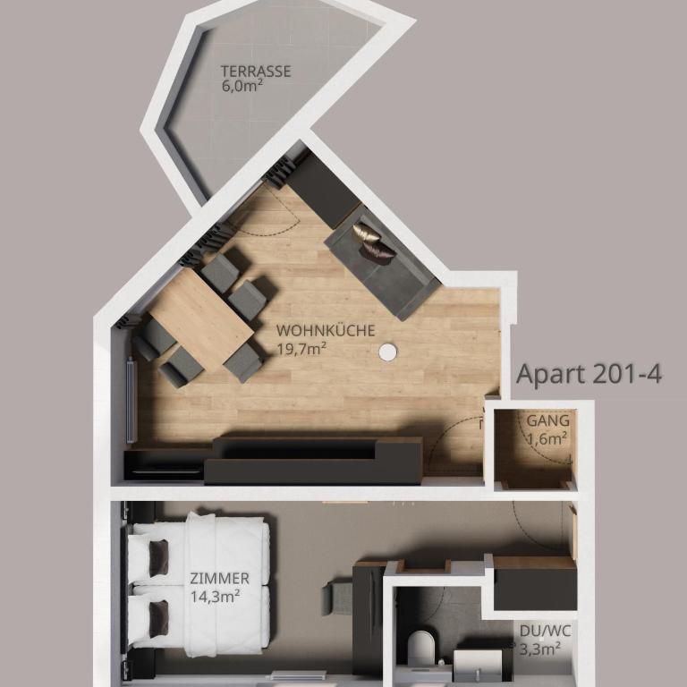 Apart Maximilian - Apartment mit 1 Schlafzimmer und Terrasse - 9