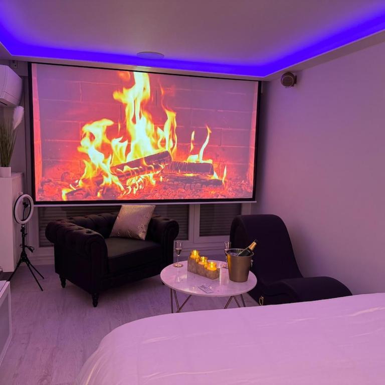 Loveroom de luxe avec jacuzzi sauna vapeur écran 300 cm - One-Bedroom Apartment - 20