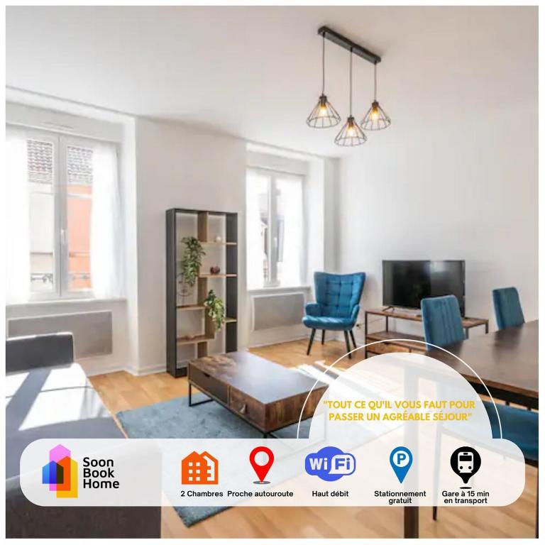 Le Bantz 3 Appartement Mulhouse Wi-Fi - Appartamento con 2 Camere da Letto - 12