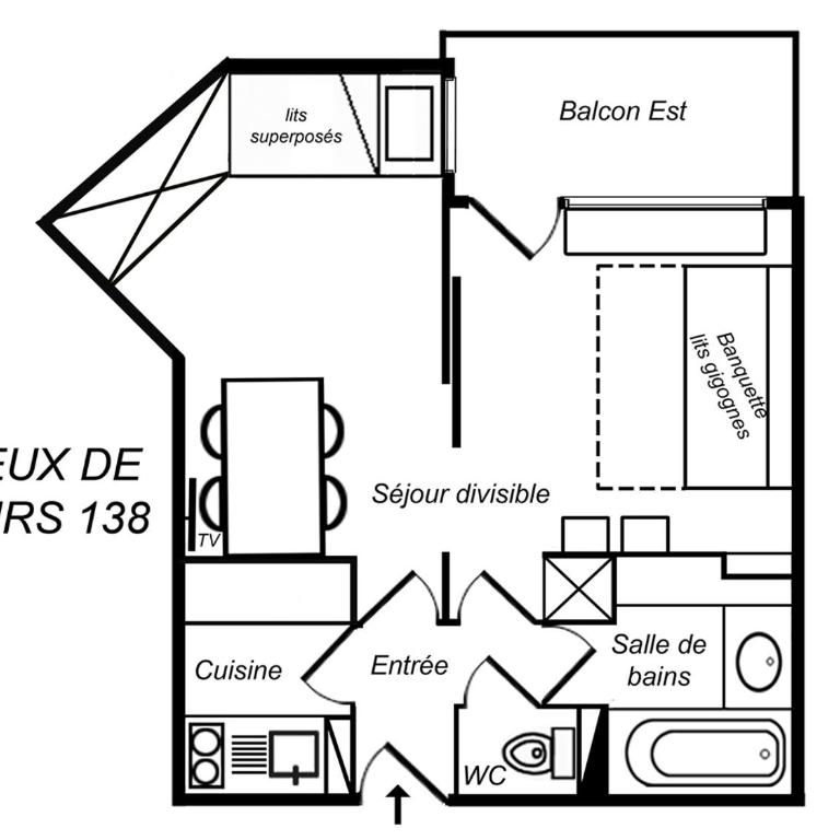 Studio Divisible, Skis aux Pieds, 4 Pers, Méribel - FR-1-182-233 - Studio - 19