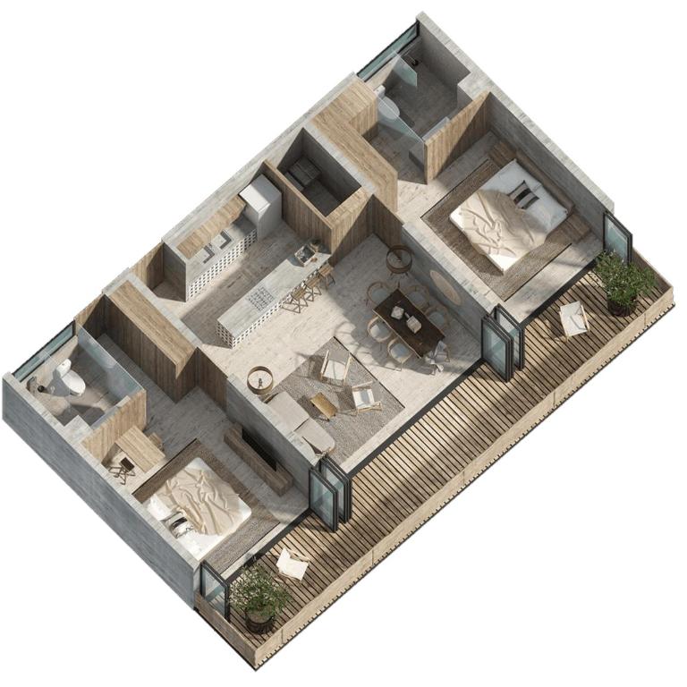 Classy 2BR on Private Cenote Big Gym Roof Pool - Two-Bedroom Apartment - 13