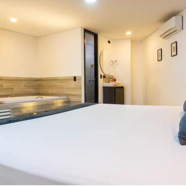 Hotel California Medellin - Habitación con cama grande y bañera de hidromasaje - 12