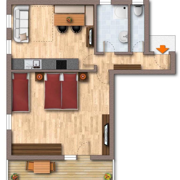 Ferienwohnung Garber - Appartement 1 Chambre avec Balcon et Vue sur les Montagnes - 8