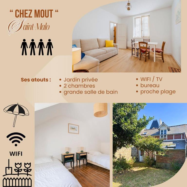 " Chez Mout " - T3 - wifi - proche plage - jardin - Maison 2 Chambres - 1