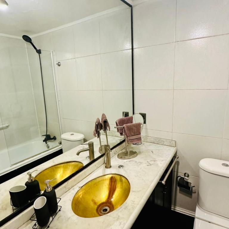 Excellent location and views Spacious 1 bedroom apartment with a sofa bed just steps from Costanera Center it features air conditioning and Wi-Fi and is situated between the El Golf and Tobalaba metro stations Free parking included - One-Bedroom Apartment - 18