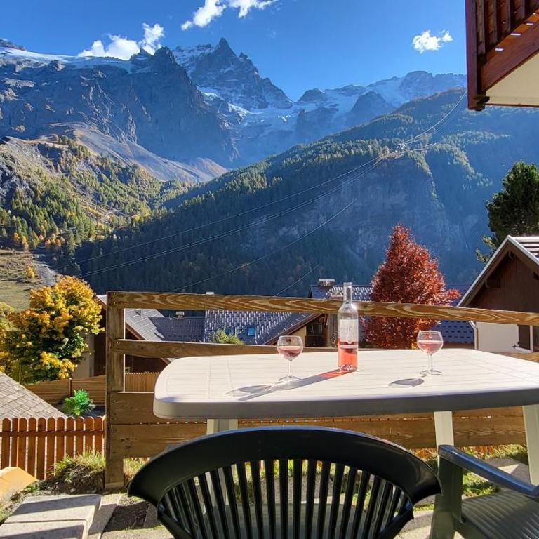 Mountain Lodge in Alps-chez Philippe, Panoramic-Village, Renting, view over Glaciers - N°101 Cosy apartment MARMOTTE with connected rooms with private terrace and glacier view - 12