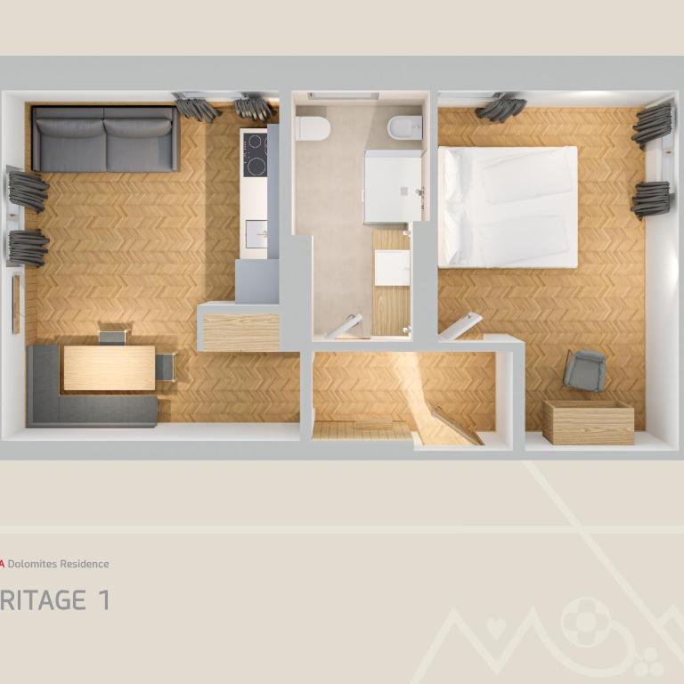 Aquila Dolomites Residence - Appartamento Deluxe con 1 Camera da Letto e Vista Giardino - 3