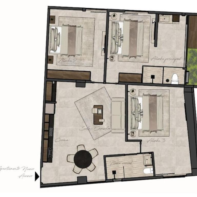 Moderno y luminoso apartamento de 3 habitaciones 314 - Three-Bedroom Apartment - 15