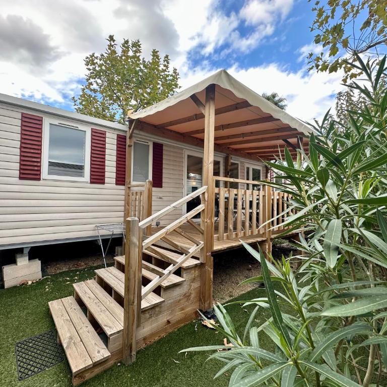 Mobil-home camping 4 étoiles à Valras-Plage Clim Piscine Proche Mer 6 à 8 pers - Mobile Home - 5