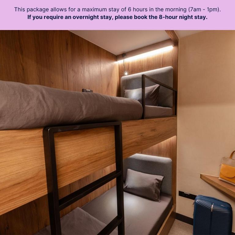 Sleepover - Lima Airport - Single Bunk Cabin - 6 Hour Morning Stay from 07:00-13:00 hrs (7am-1pm) - 1
