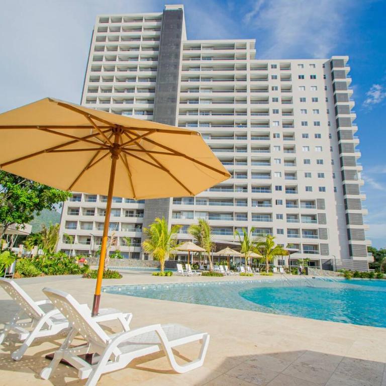 Apto Lujo Vista Mar Piscina AC WIFI Playa a 3 min en Santa Marina - One-Bedroom Apartment with Balcony and Sea View - 20