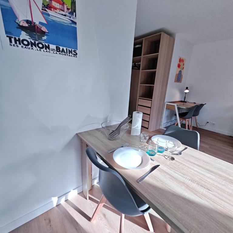 Le petit Central du Leman Studio,centre-ville Confort et Luminosité - Studio Lit King-Size avec Canapé-Lit - 24