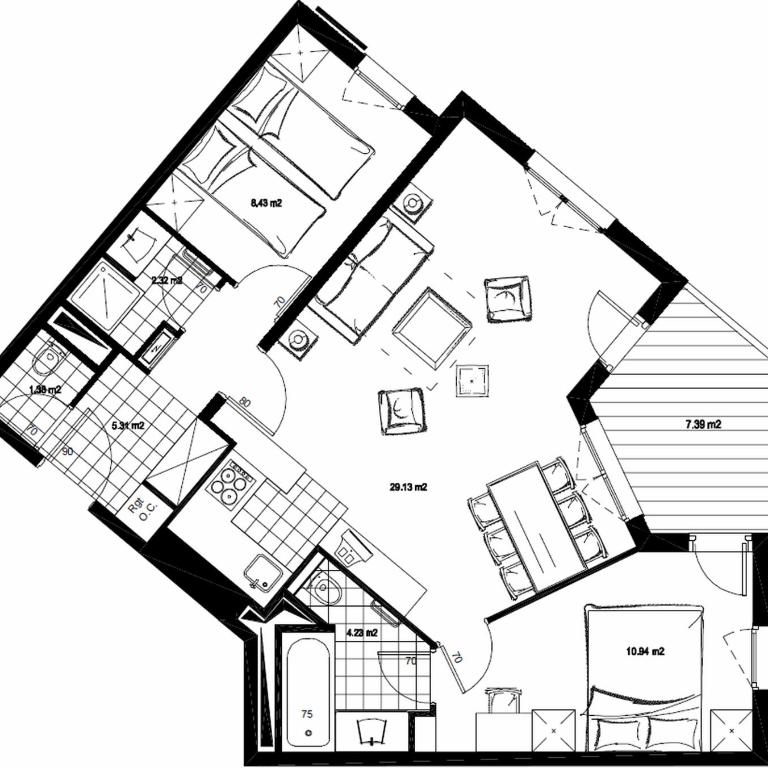 Arc1950 Prince des Cimes six bed, ski-in, ski-out, Saturday check-in-and-out - Appartement Supérieur 2 Chambres - 39