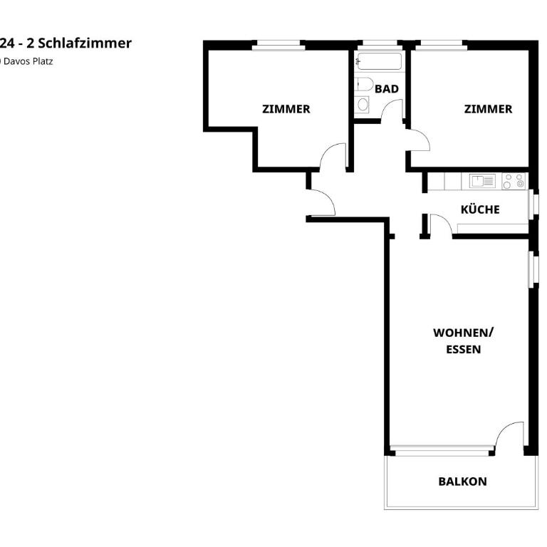 Helle 2 Schlafzimmer Wohnung in Davos - grosszügig, zentral und ruhig gelegen - Apartment mit 2 Schlafzimmern - 12