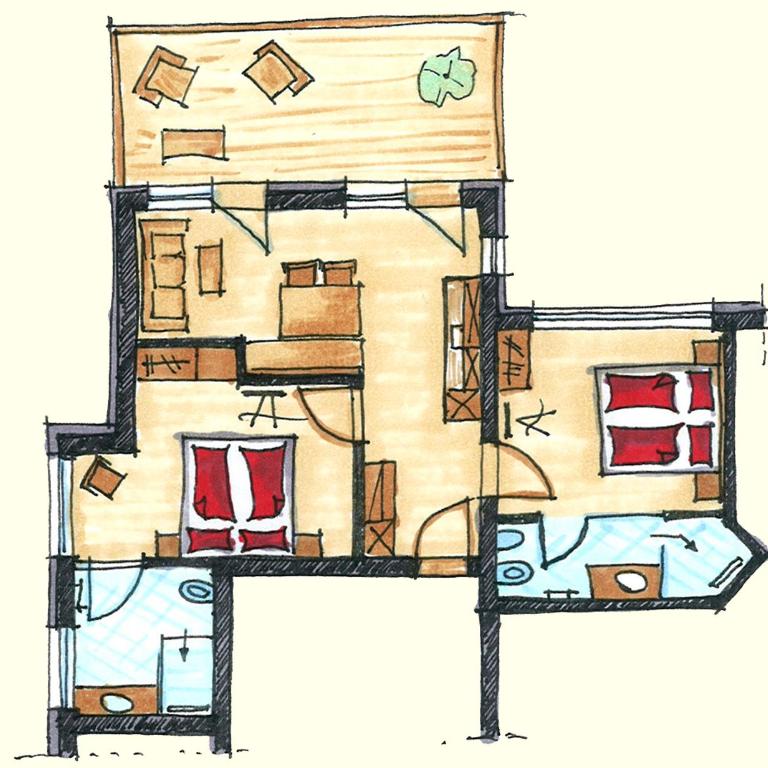Alte Mühle - Apartment mit 2 Schlafzimmern und Balkon (6 Erwachsene) - 4