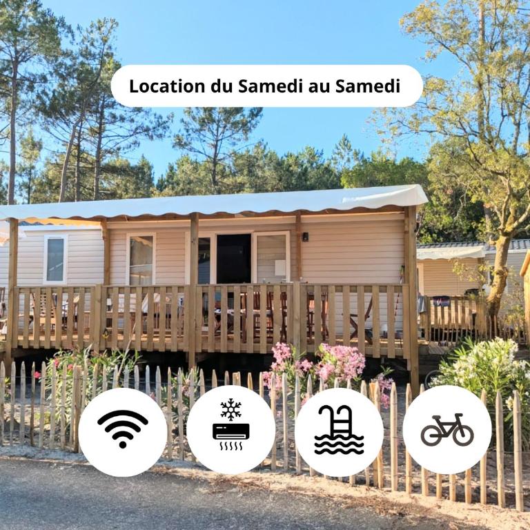 Bungalow neuf 40 m2 tout confort avec piscine proche des plages et lac - Chalet 3 Chambres - 1