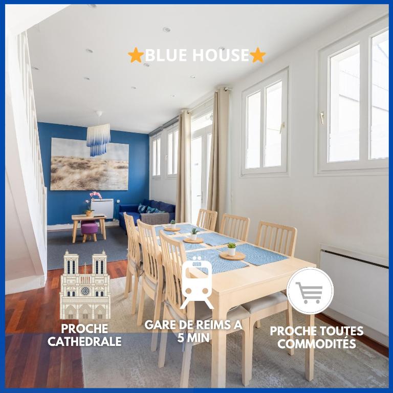 Blue House - Parking - Maison Centre Ville Reims - Proche Gare - Haus mit 2 Schlafzimmern - 1