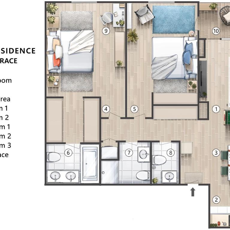 WF Timeless Residence with Terrace & Foosball - Two-Bedroom Deluxe Apartment with Balcony - 6
