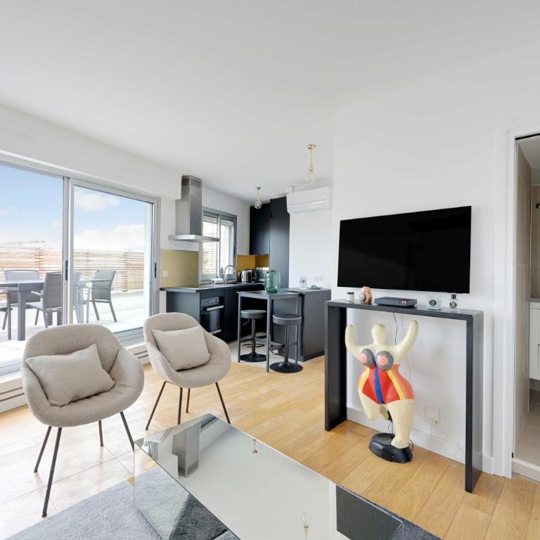 A C 2P apartment with terrace and view of Paris - Appartement 1 Chambre - 12
