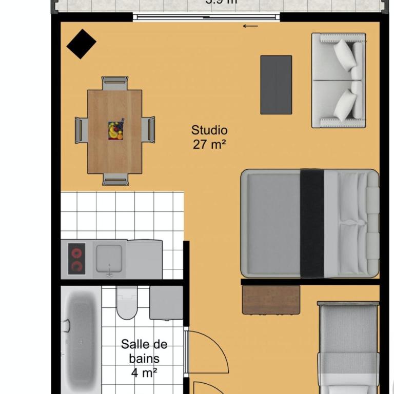Le Relai S34 - Grand et lumineux studio avec coin montagne 4-6 pers avec WIFI, 50m des pistes, grand balcon exposé SUD, DRAPS NON COMPRIS - Studio - Vue sur Montagne - 16