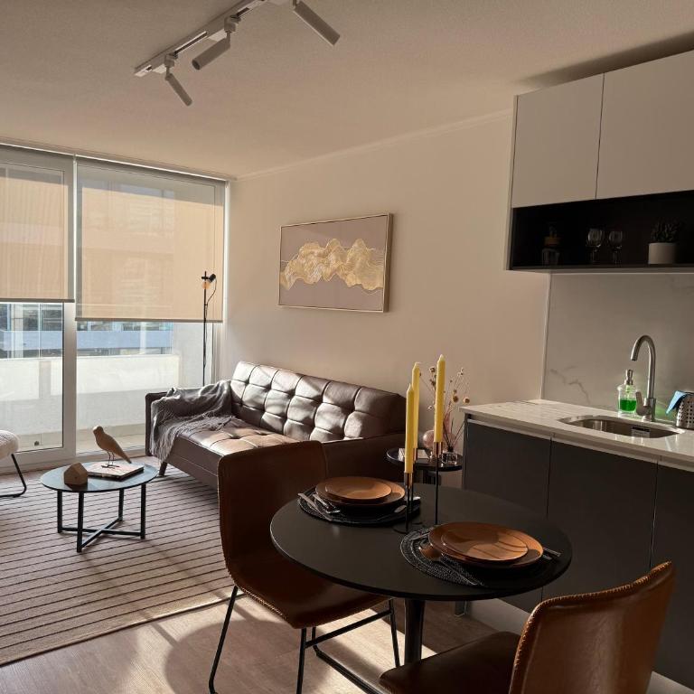 Modern 1D1B with Style Full Living Room and Kitchen - One-Bedroom Apartment - 1