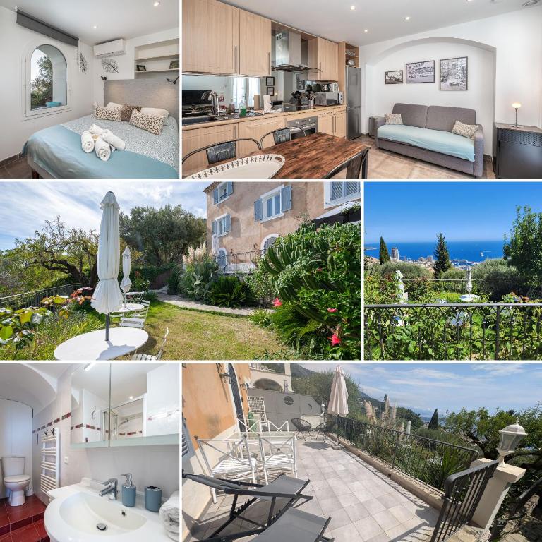 Le Mas d'Angeline-Vue mer panoramique, jardin partagé, parking, voiture indispensable, route étroite et pentue, à 10 min de Monaco - Studio avec Terrasse - 32