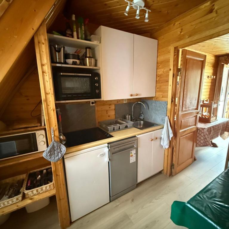 Duplex cosy jusqu'à 6 personnes- chalet des Pléiades - départ skis aux pieds en bordure de piste sans portage - au milieu des fleurs en été - l'autre duplex du chalet est également à nous - Chalet - 9